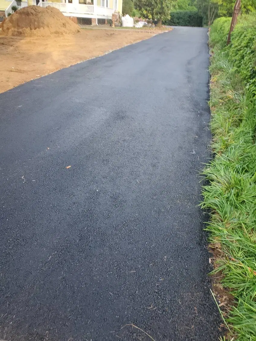 Freshly paved asphalt driveway