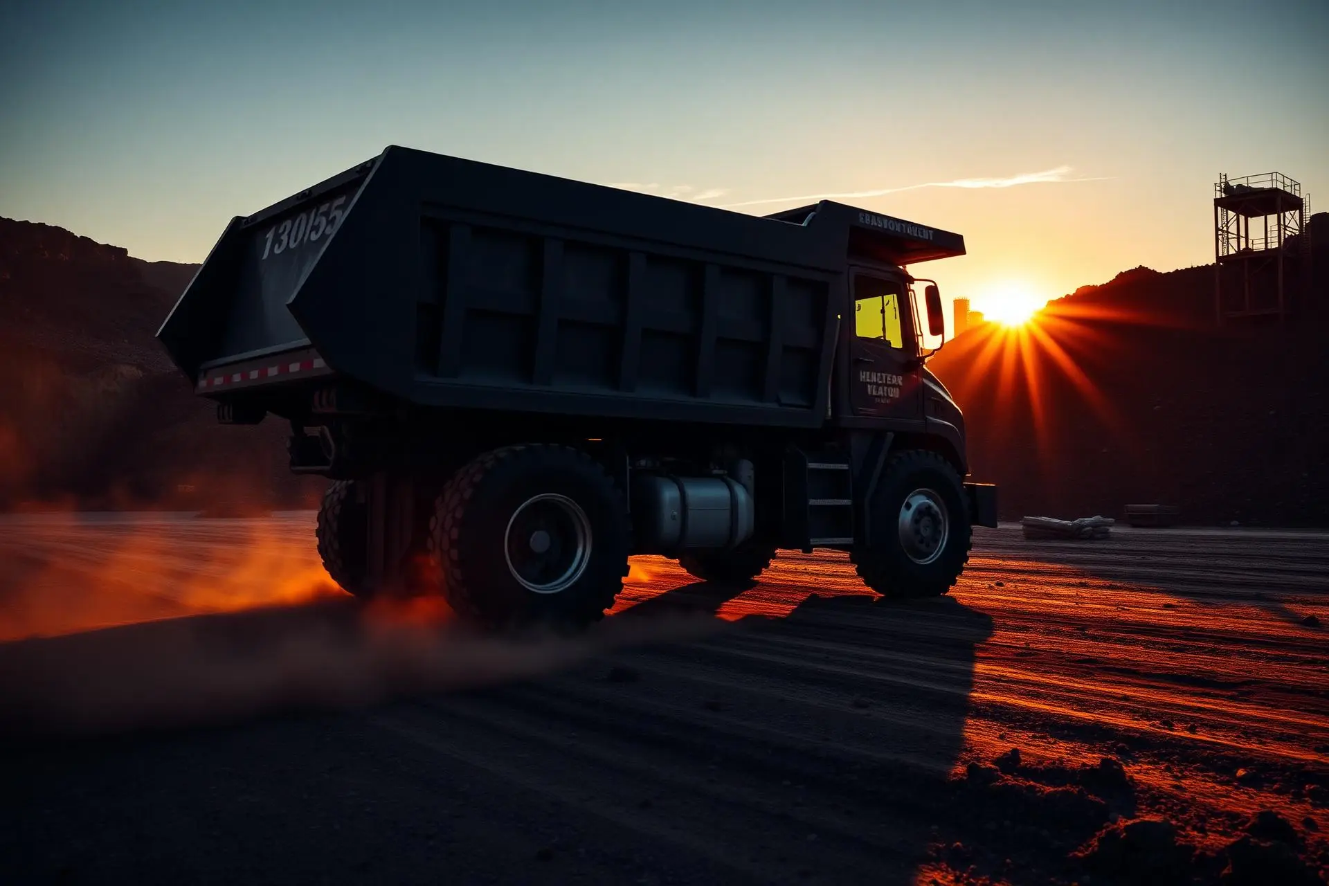 Heavy dump truck at a construction site